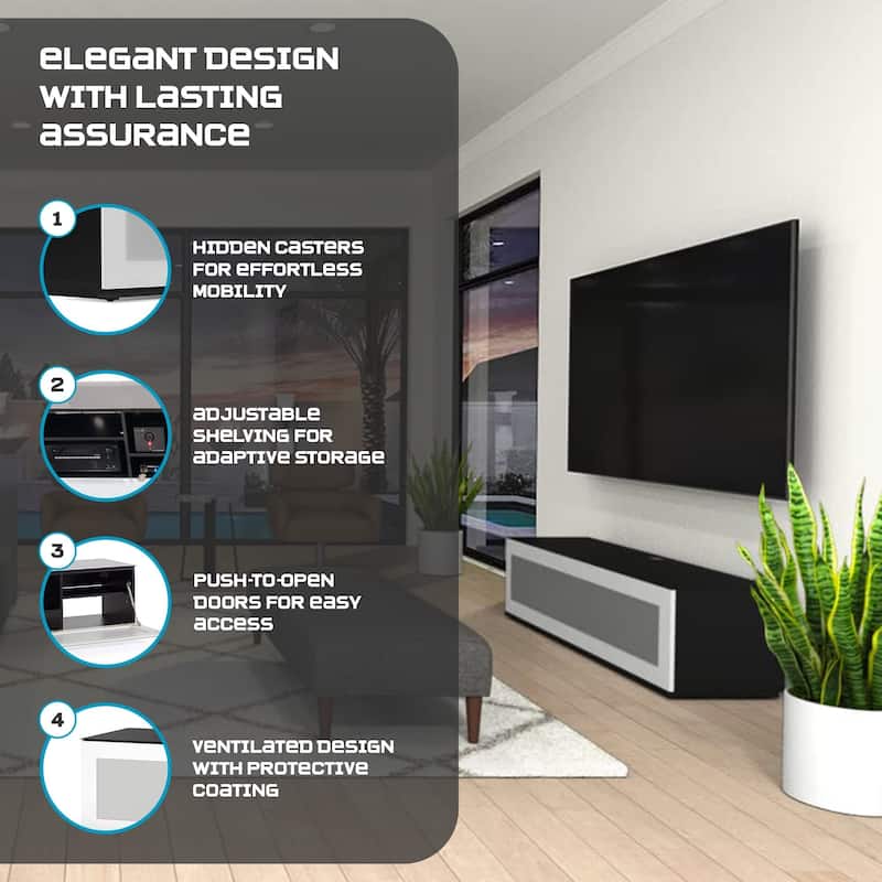 SONOROUS ST160 Premium TV Stand for Living Room Black Glass TV